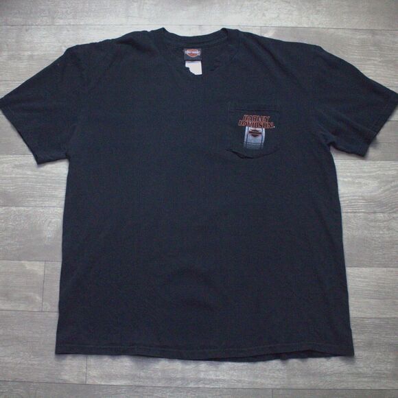 Harley Davidson Hollywood, California, USA T-Shirt V-Neck Distressed Men’s XL - Picture 2 of 6
